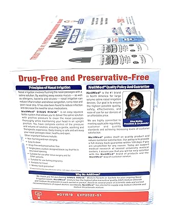 NeilMed Sinus Rinse 2-Bottle Kit + Bonus Saline Spray (250 Packets)