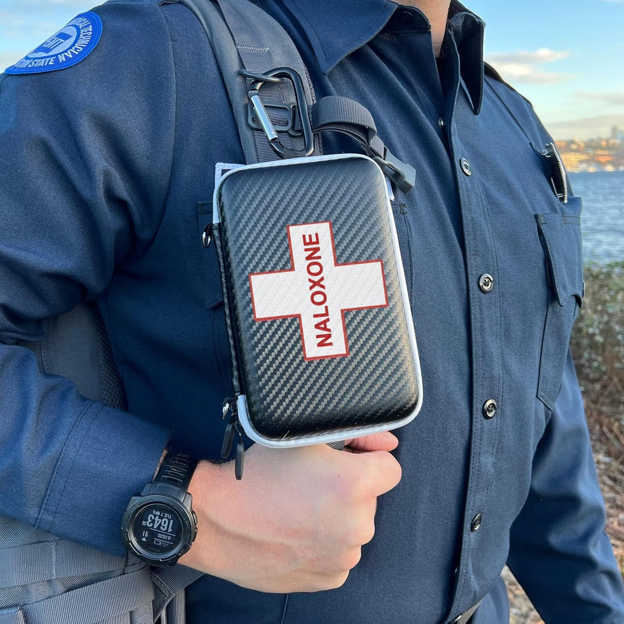 Hardshell Naloxone Response Case — Water-Resistant EVA with Double Pocket & Carabiner (7×4.5×2″)