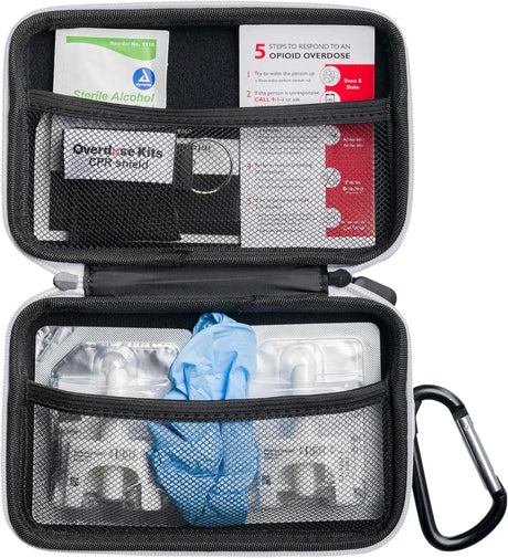 Hardshell Naloxone Response Case — Water-Resistant EVA with Double Pocket & Carabiner (7×4.5×2″)