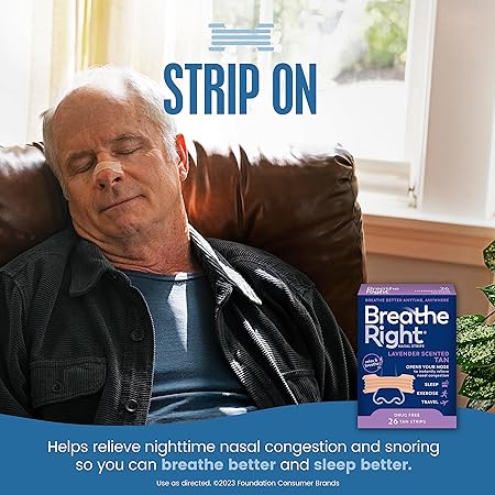 Breathe Right Lavender Scent Extra Strength Tan Nasal Strips, 26 Count