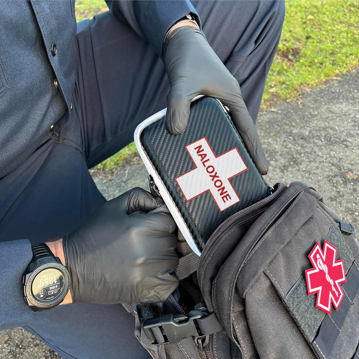 Hardshell Naloxone Response Case — Water-Resistant EVA with Double Pocket & Carabiner (7×4.5×2″)