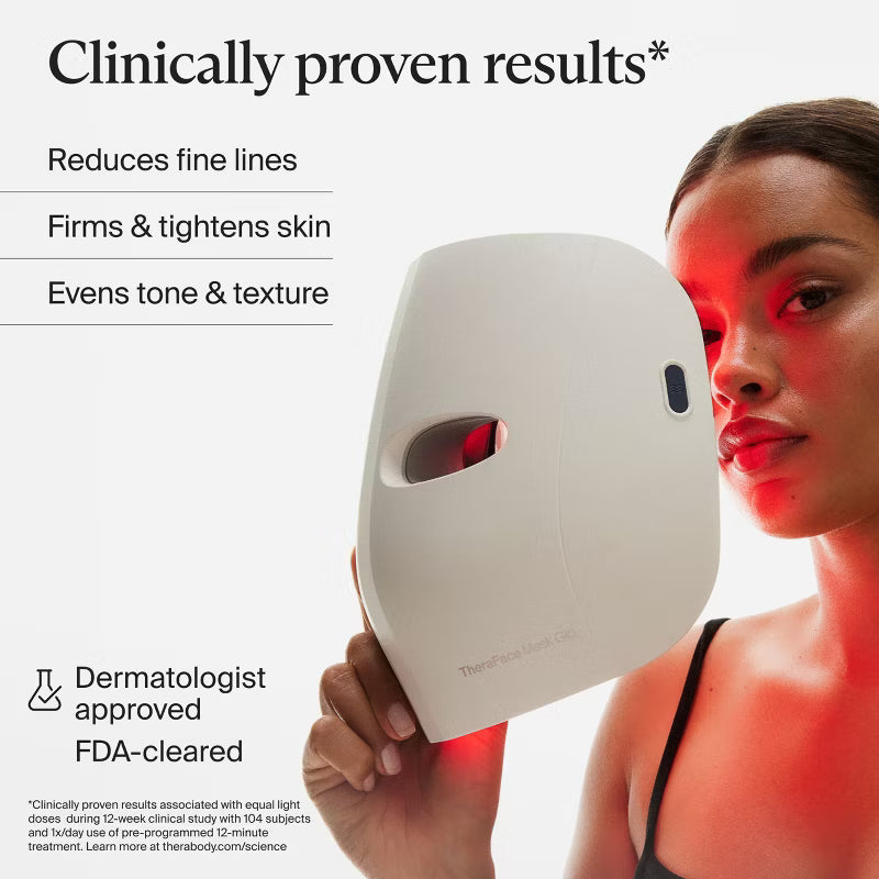 Therabody TheraFace Mask Glo – Red Light LED Facial Therapy Mask