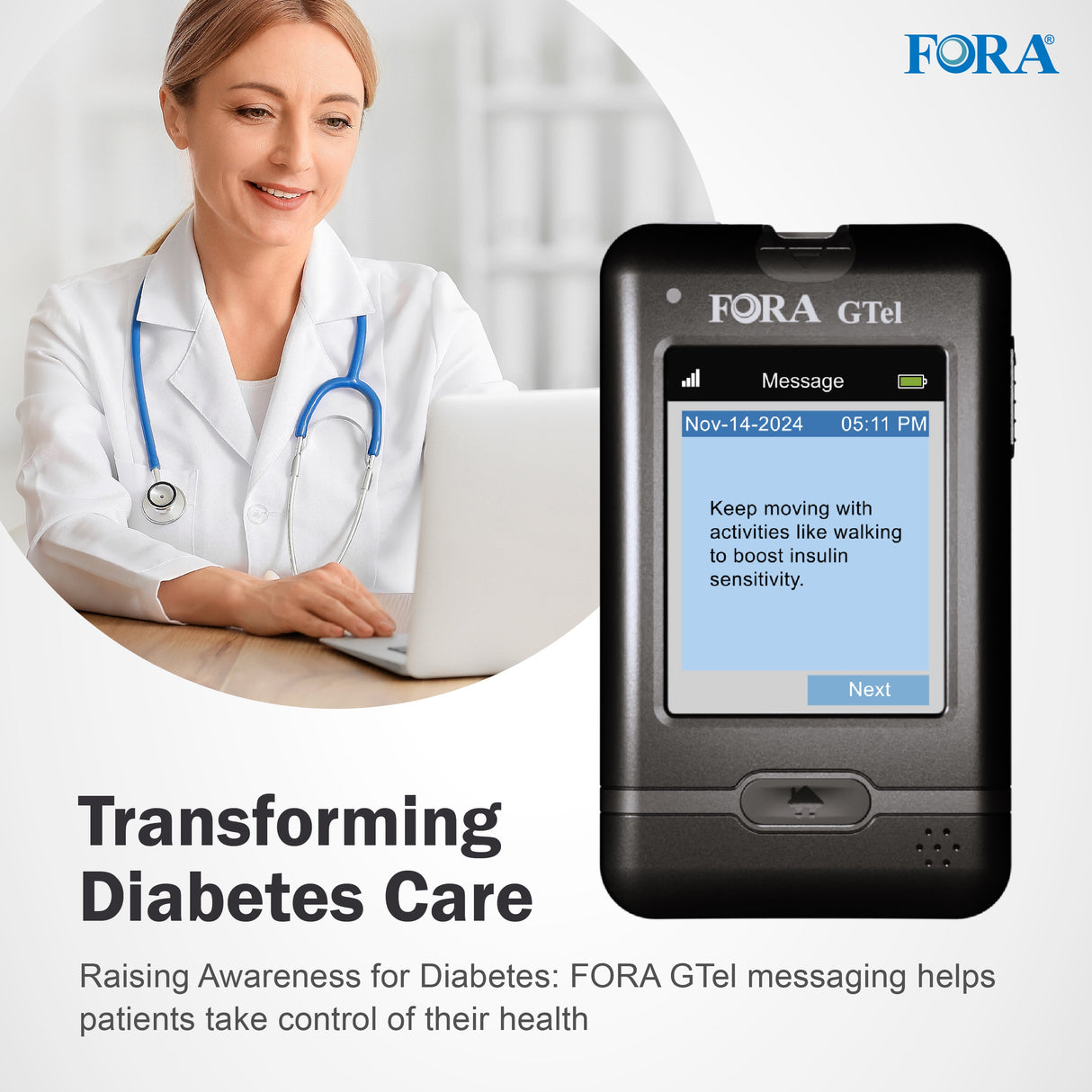 Fora 4G Cellular GTel Multi-Functional Blood Glucose and Blood Ketone Monitoring System