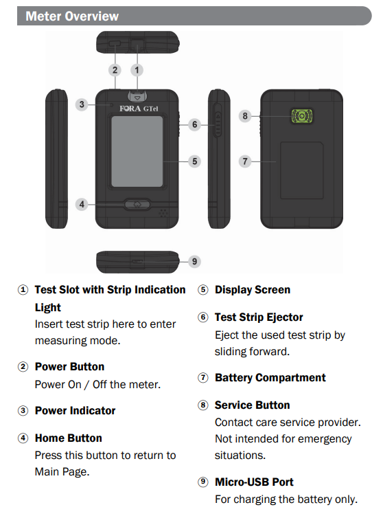 Fora 4G Cellular GTel Multi-Functional Blood Glucose and Blood Ketone Monitoring System