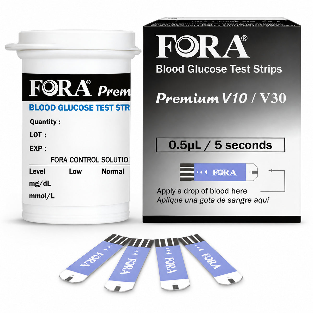 FORA Premium V10/V30 Blood Glucose Test Strips – 50 Count