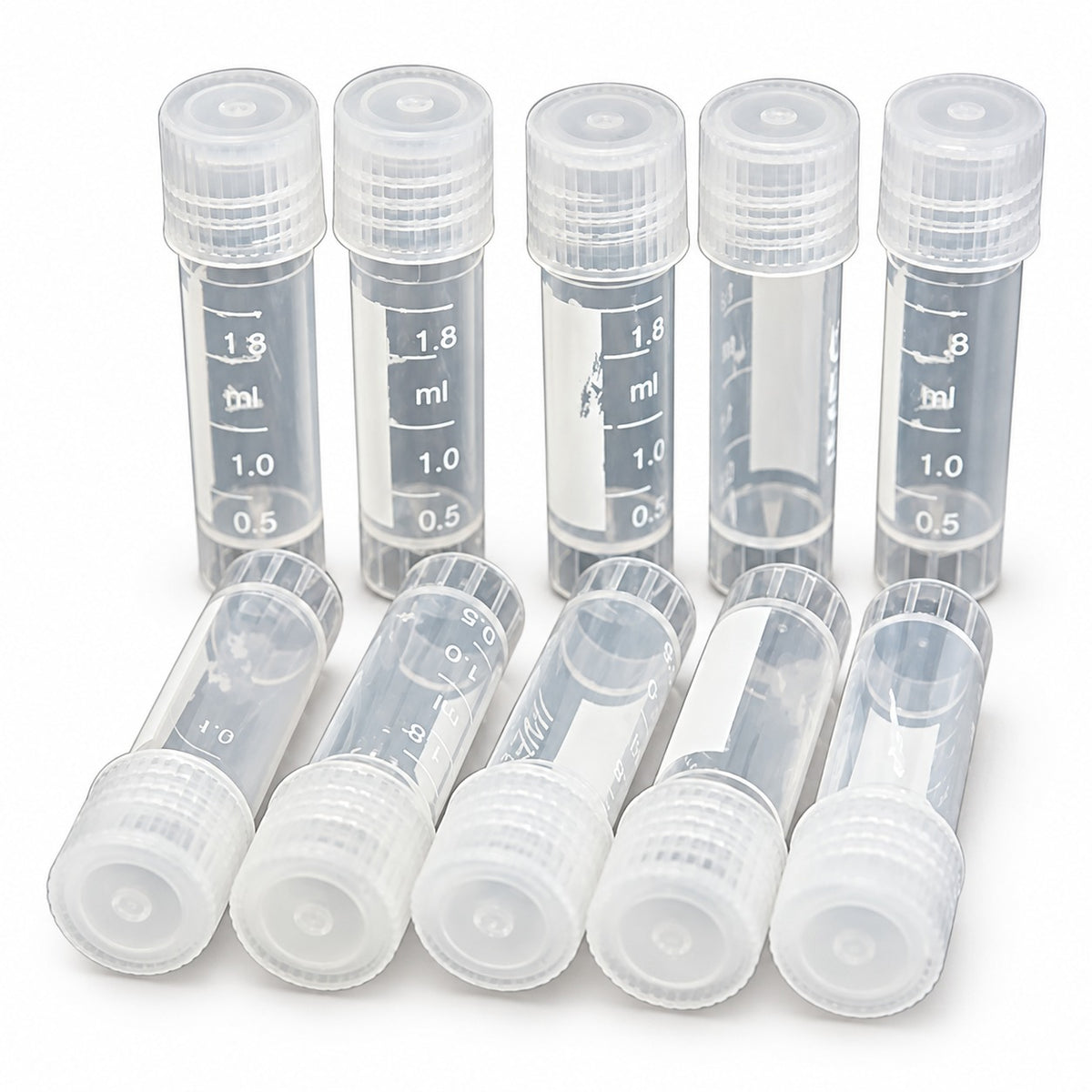 Graduated Plastic Cryovials, 2 mL, Screw Cap, 20 Pack