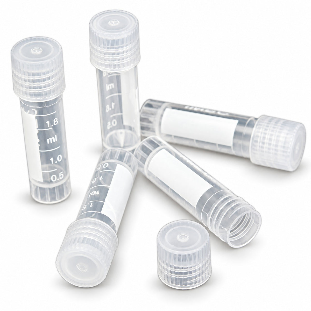 Graduated Plastic Cryovials, 2 mL, Screw Cap, 20 Pack