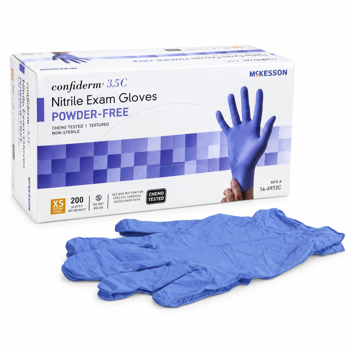 McKesson Confiderm® 3.5C Nitrile Exam Gloves – Chemo Tested, Textured Fingertips