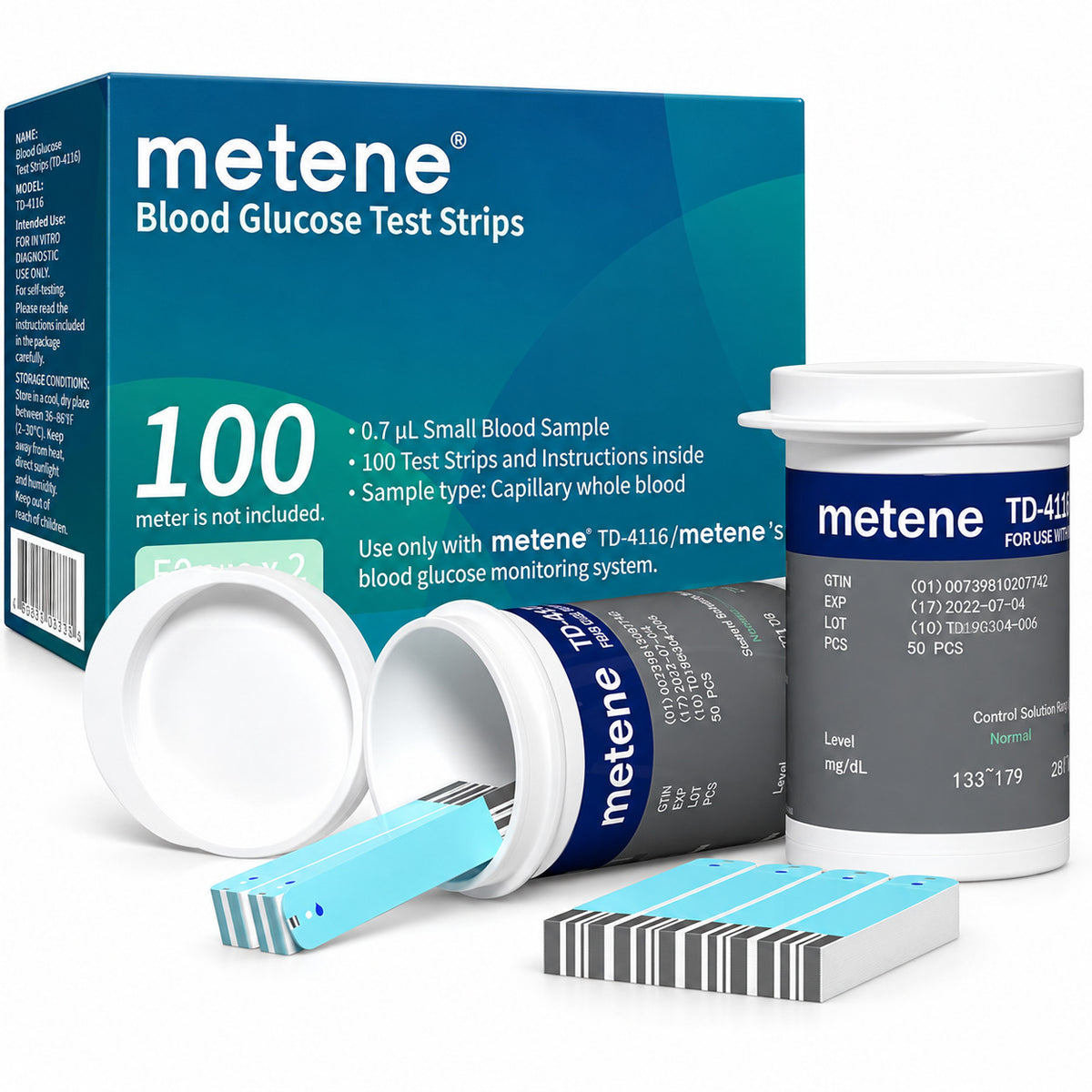 Metene TD-4116 Blood Glucose Test Strips – 100 Count