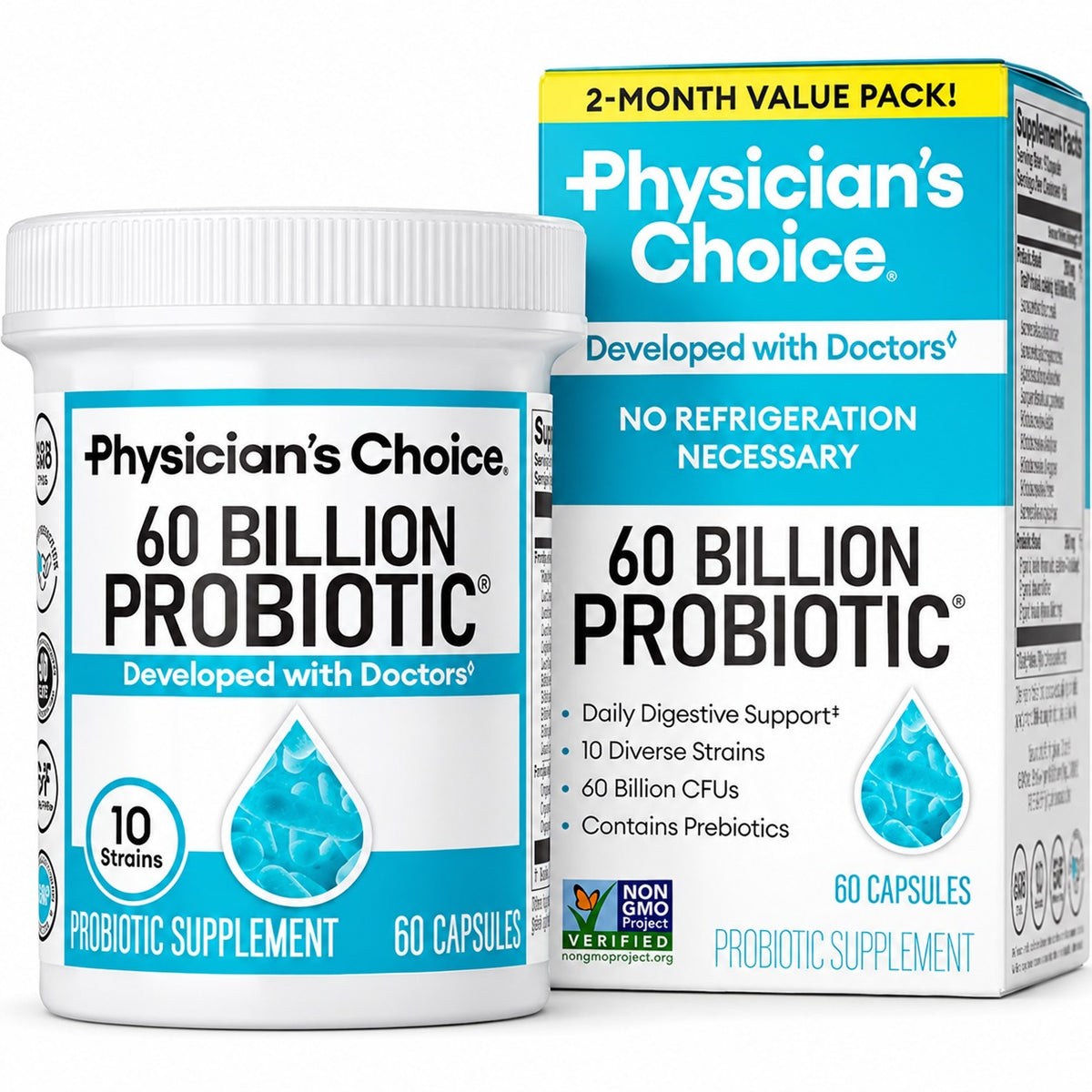 Physician’s Choice Probiotics – 60 Billion CFU, 10 Strains + Organic Prebiotics*
