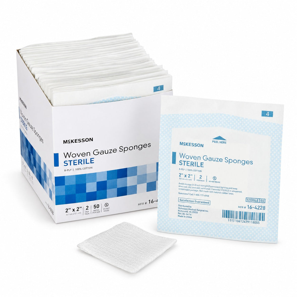 McKesson Sterile Gauze Sponges, 2 x 2 and 4 x 4 Inch
