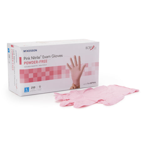 McKesson Pink Nitrile Exam Gloves – Powder-Free, Textured Fingertips, Latex-Free
