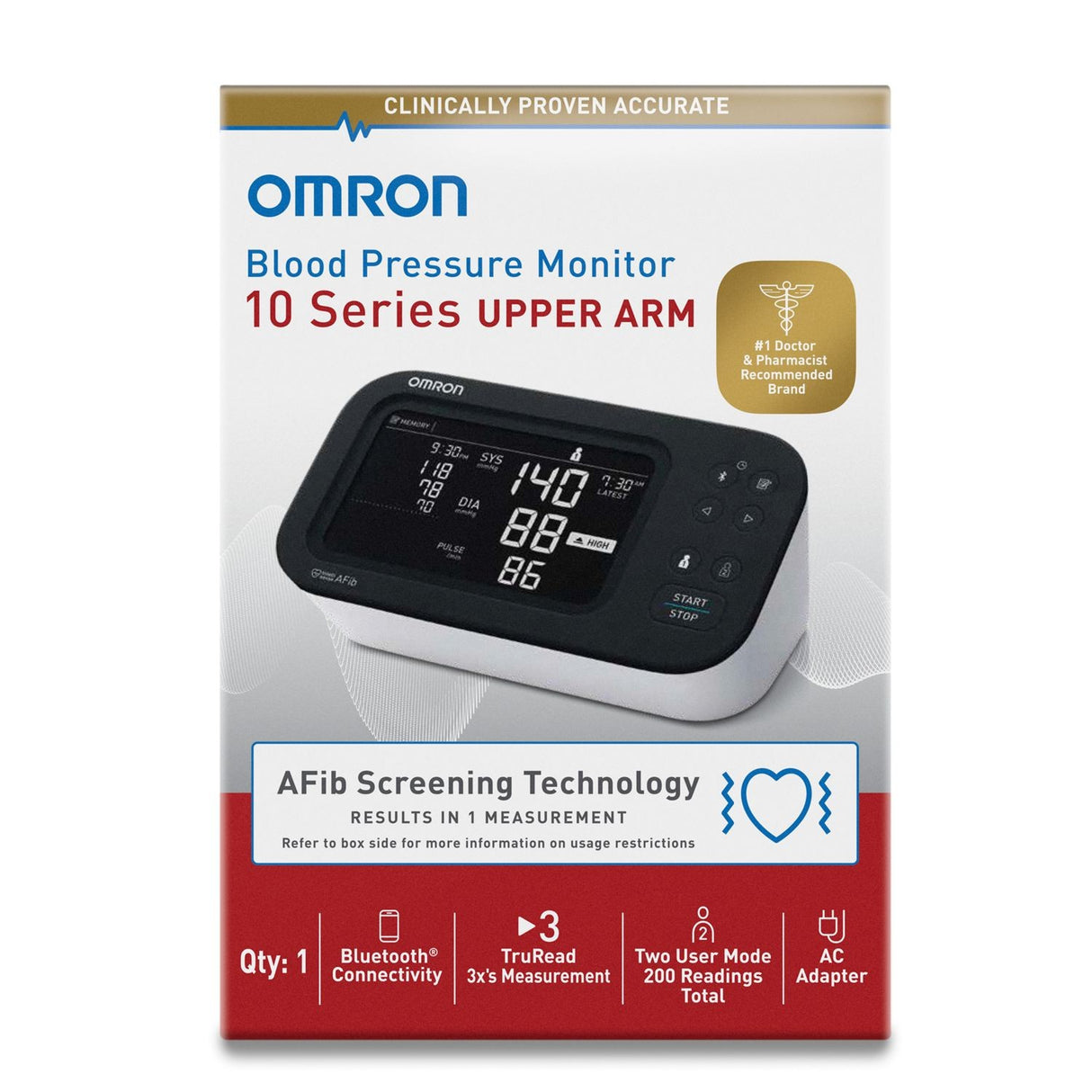 Omron 10 Series Blood Pressure Monitor AFib Screening BP7465
