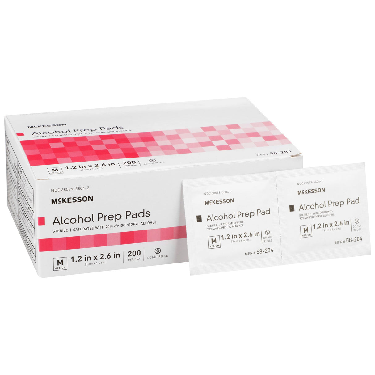 McKesson Alcohol Prep Pads – Sterile 70% Isopropyl Wipes for Injection Prep, Medium and Large Sizes