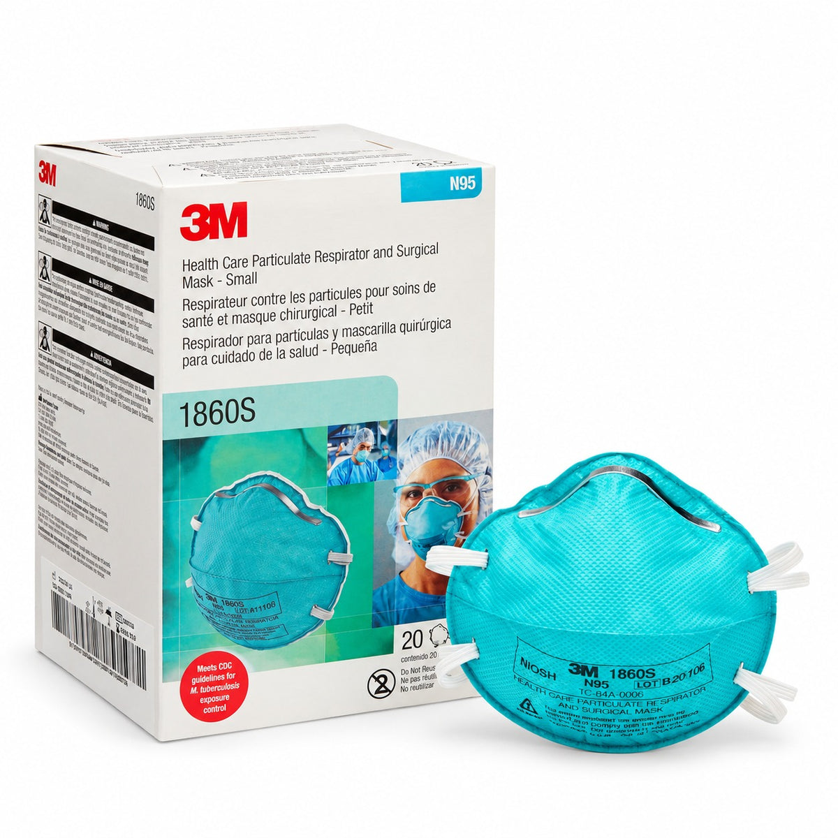 3M™ 1860 N95 Surgical Respirator Mask – Fluid Resistant, NIOSH Approved