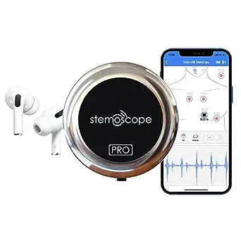 Stemoscope® PRO Digital Stethoscope – Directly Stream to Bluetooth Earphones – Untethered Auscultation Freedom – Amplified Electronic Stethoscope – Free Our Necks