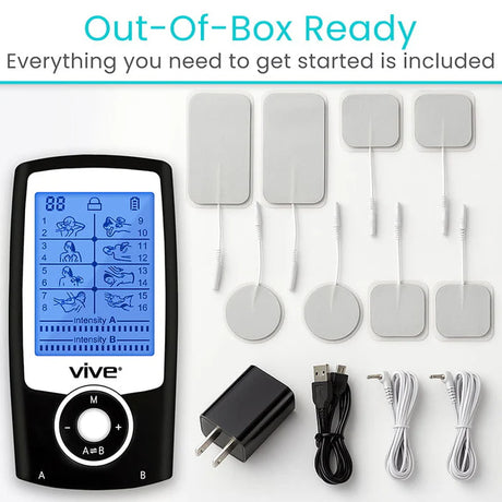 Vive 8 Mode TENS Unit with LCD Display – Rechargeable