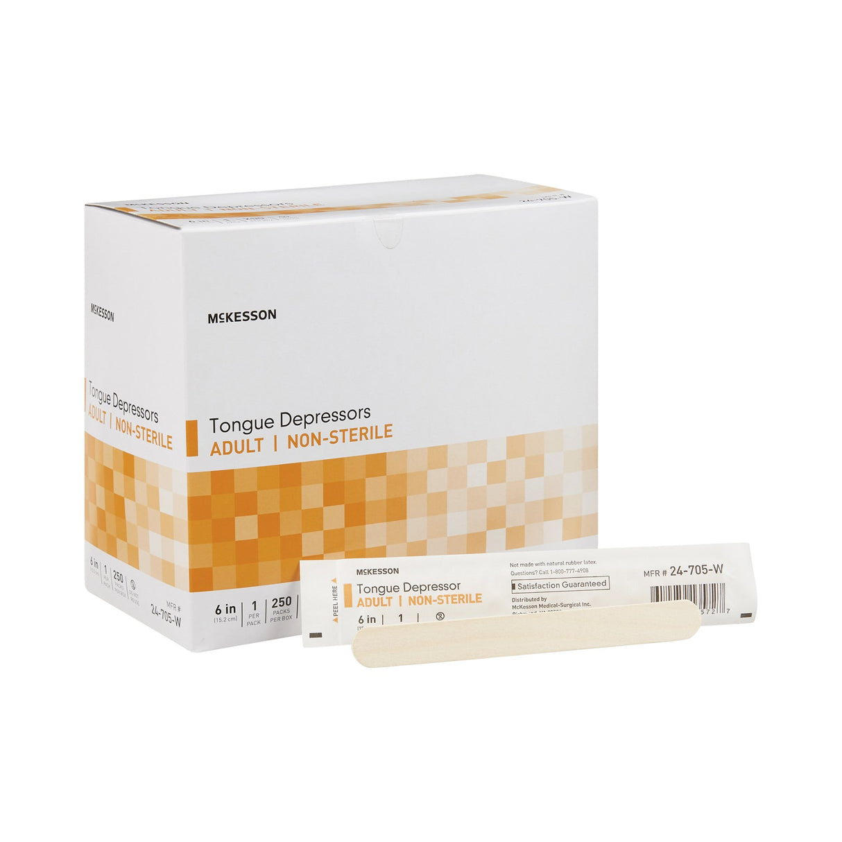 McKesson 6" Tongue Depressor – Individually Wrapped, Case of 2500