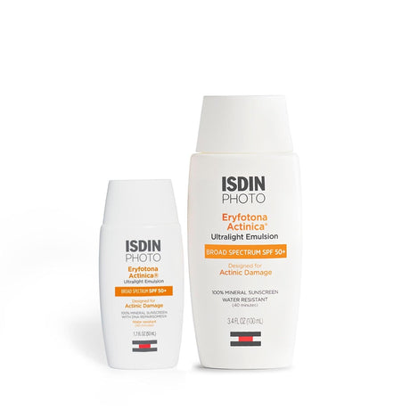 ISDIN Eryfotona Actinica SPF 50+ mineral sunscreen bundle 1.7 and 3.4 fl oz