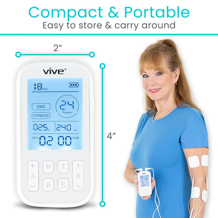 60 Mode TENS and EMS Unit with LCD Display – Rechargeable