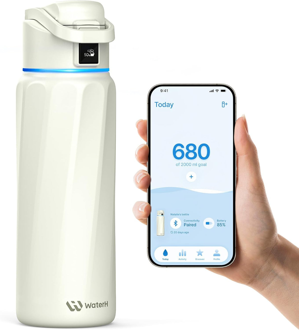WATERH BOOST Smart Water Bottle Stainless Steel Hydration Tracker 32oz [Bluetooth]