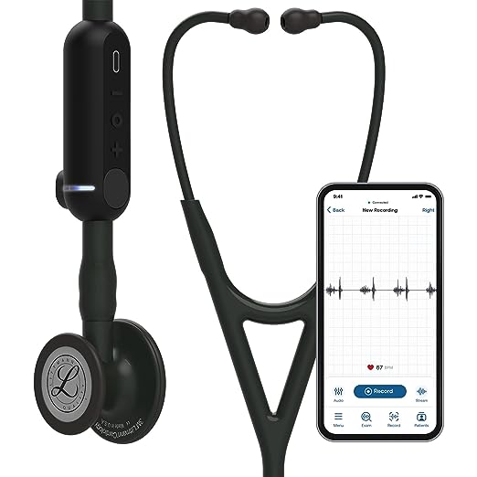 3M™ Littmann® CORE Digital Stethoscope, Black Chestpiece, Tube, Stem and Headset, 27 inch, 8480