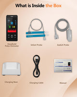 HealthTree Infant Handheld Pulse Oximeter - Rechargeable, Continuous Tracking