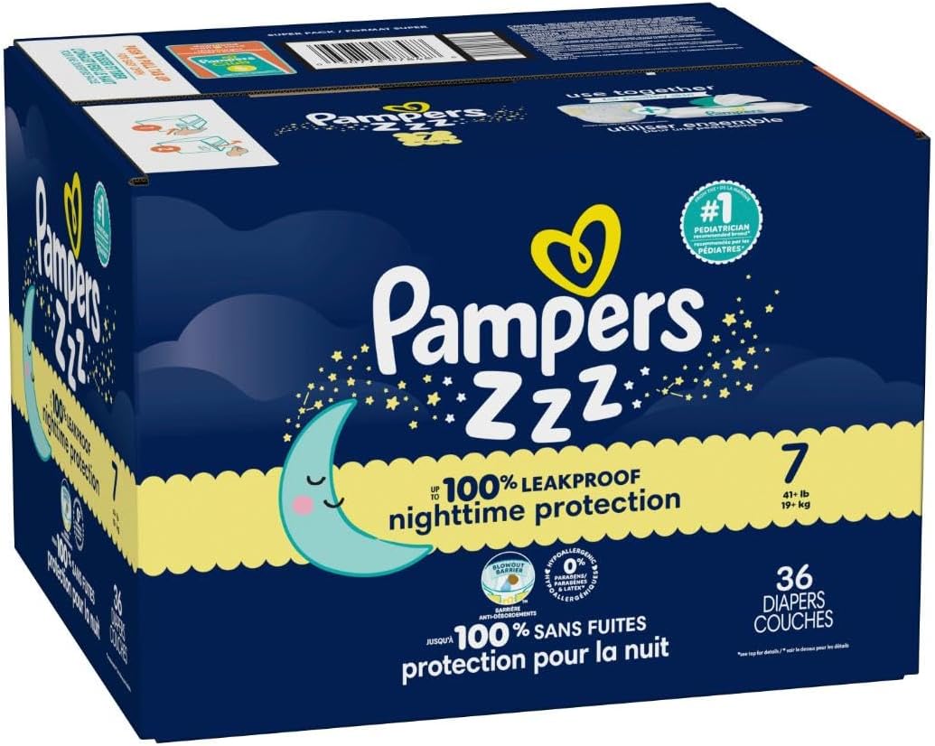 Pampers ZZZ Overnights Size 7 Diapers (36 Count) | Subscribe