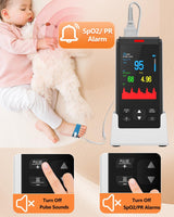 HealthTree Infant Handheld Pulse Oximeter - Rechargeable, Continuous Tracking