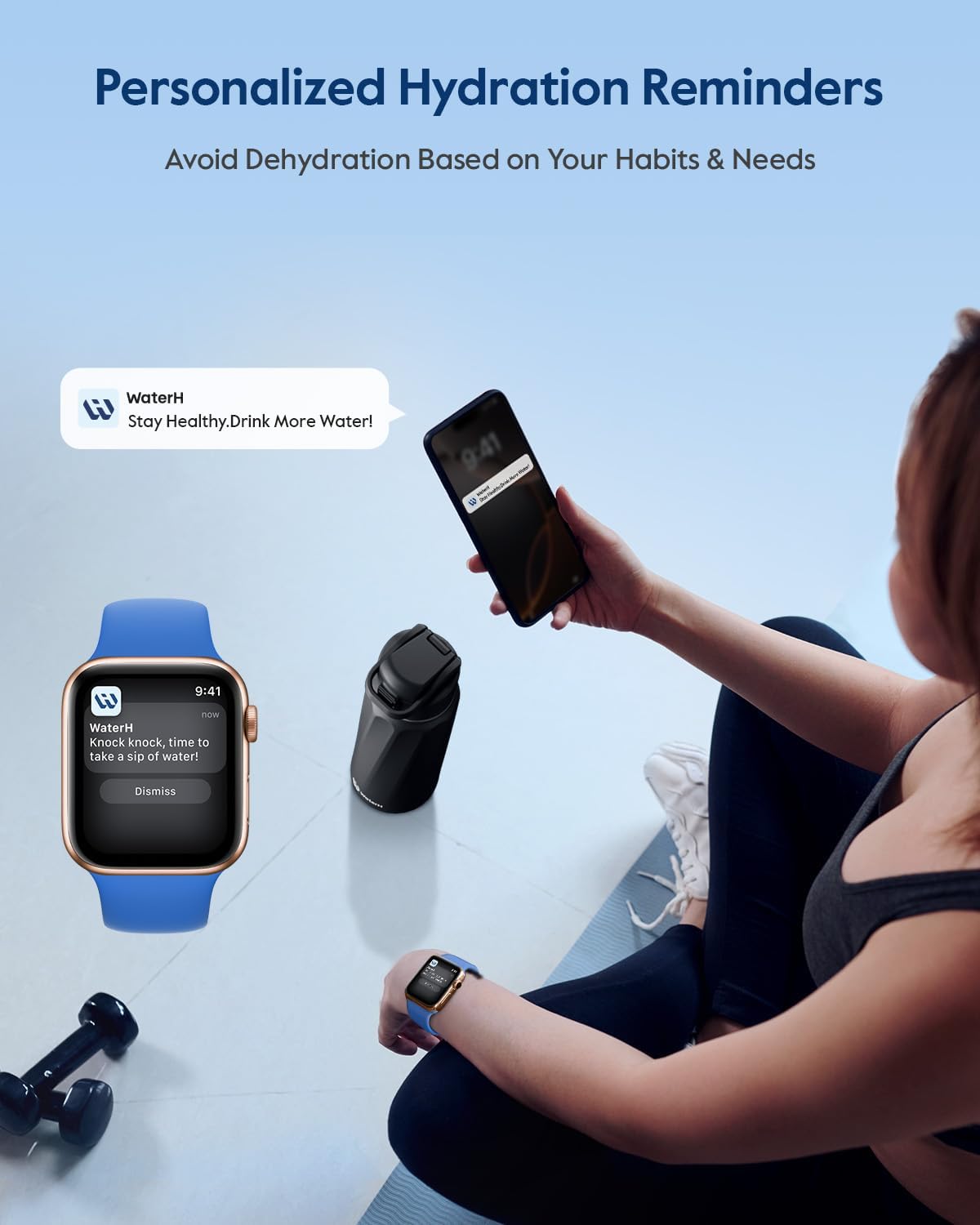WATERH BOOST Smart Water Bottle Stainless Steel Hydration Tracker 32oz [Bluetooth]