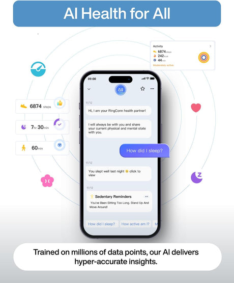RingConn Gen 2 Air Smart Ring – Ultra-Thin AI Health Tracker (Sizes 6–14)