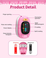 HealthTree Children's Fingertip Pulse Oximeter (Pink)