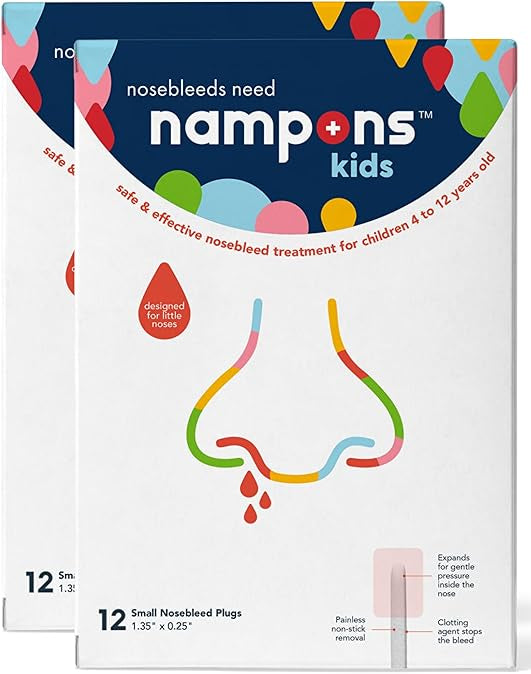 Nampons Kids Nosebleed Stoppers – 12 or 24 Pack, Pediatric Clotting Aid