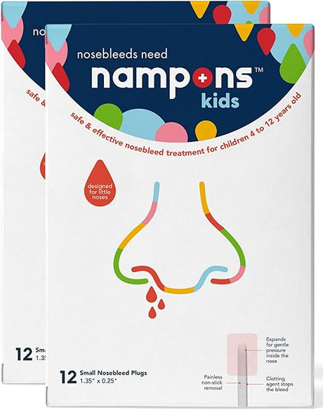 Nampons Kids Nosebleed Stoppers – 12 or 24 Pack, Pediatric Clotting Aid