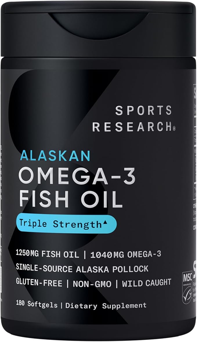 Sports Research Omega-3 Fish Oil Mini-Softgels – Wild-Caught Alaskan Pollock