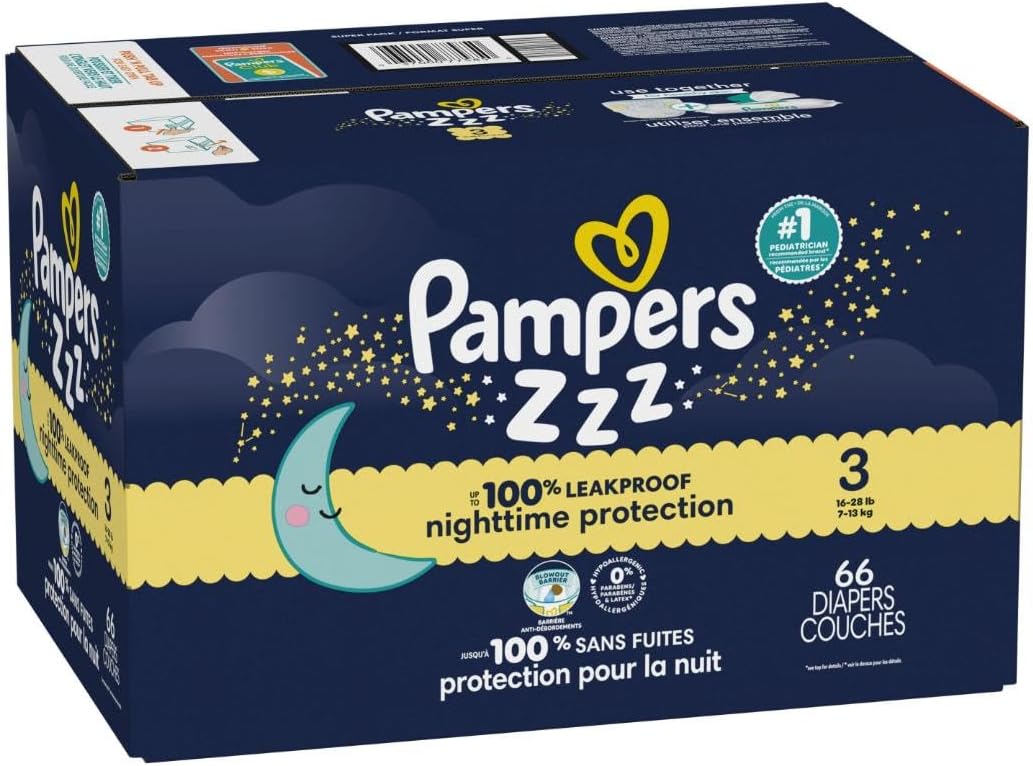Pampers ZZZ Overnights Size 3 Diapers (16–28 lbs)
