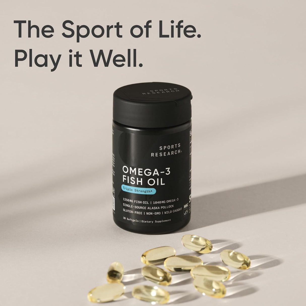 Sports Research Omega-3 Fish Oil Mini-Softgels – Wild-Caught Alaskan Pollock
