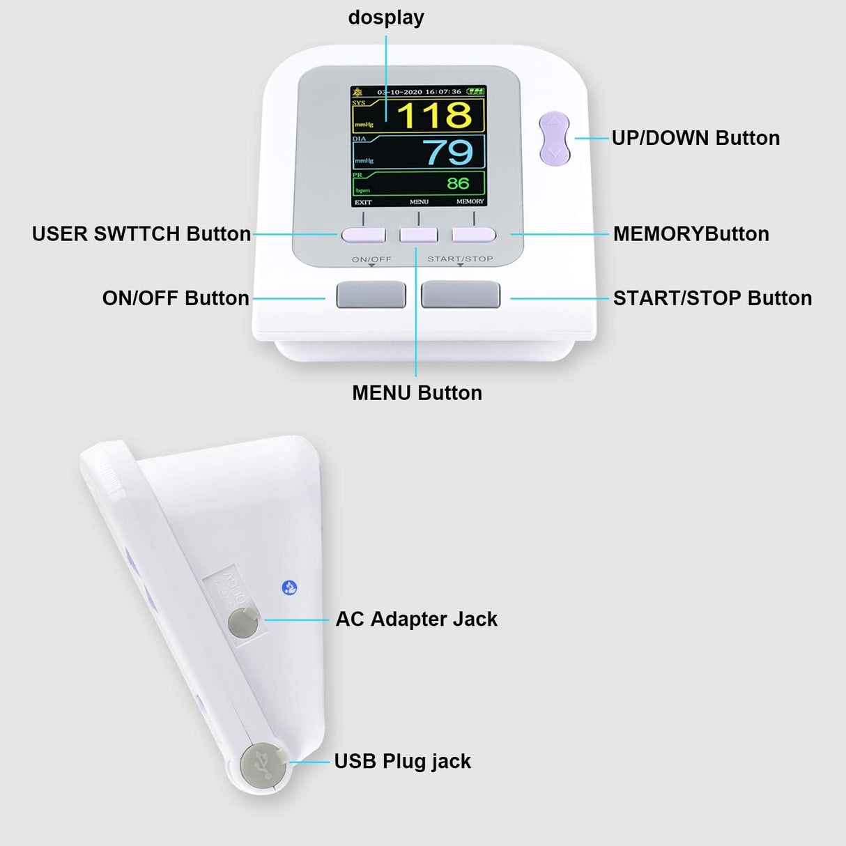 CONTEC 08A Digital Upper Arm Blood Pressure Monitor with 3 Cuffs