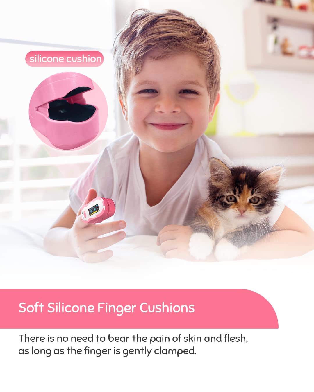 Kids Penguin Fingertip Pulse Oximeter (Pink)