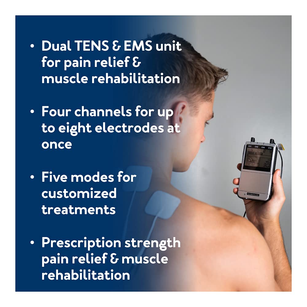 Roscoe Medical TENS & EMS Muscle Stimulator – 4 Channel OTC Unit