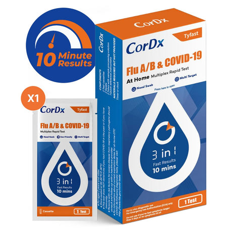 CorDx TyFast 3-in-1 Flu A/B & COVID-19 Home Test | FDA Authorized