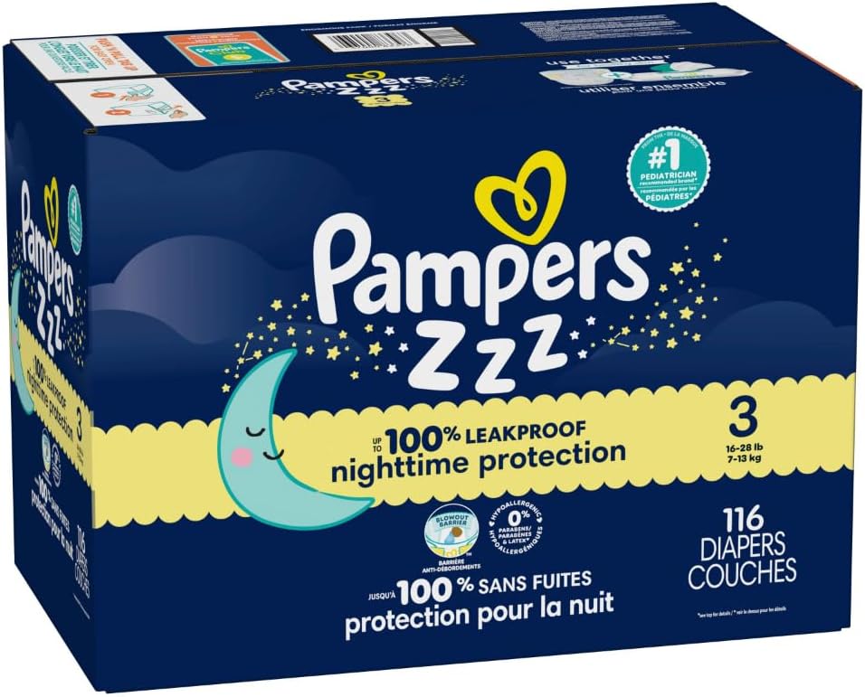 Pampers ZZZ Overnights Size 3 Diapers (16–28 lbs)