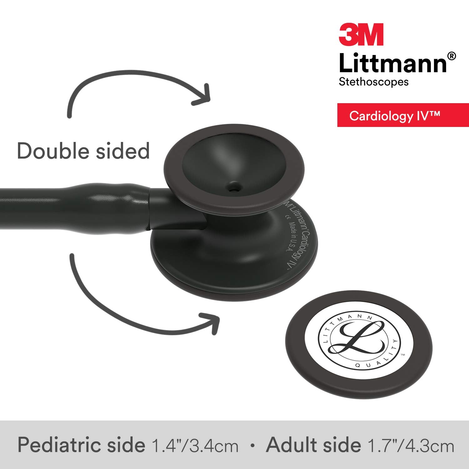Littmann Cardiology IV Stethoscope – Black Finish, Dual-Sided, ICU