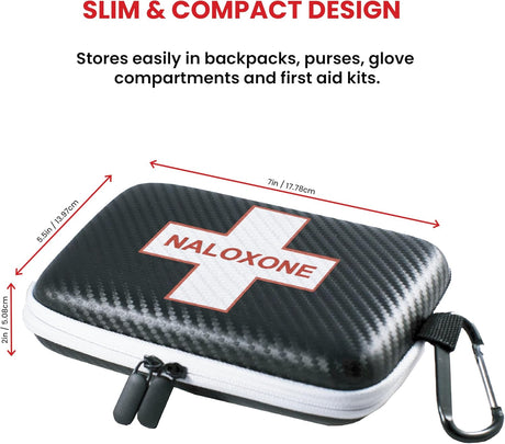 Hardshell Naloxone Response Case — Water-Resistant EVA with Double Pocket & Carabiner (7×4.5×2″)