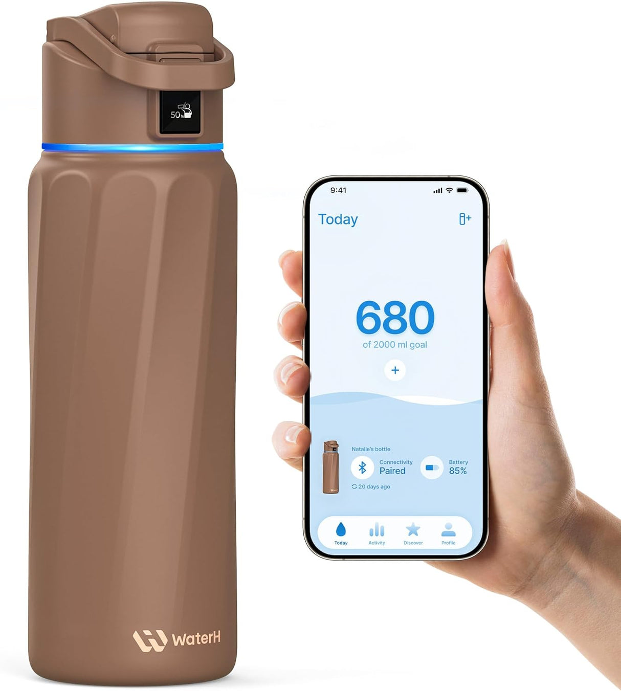 WATERH BOOST Smart Water Bottle Stainless Steel Hydration Tracker 32oz [Bluetooth]