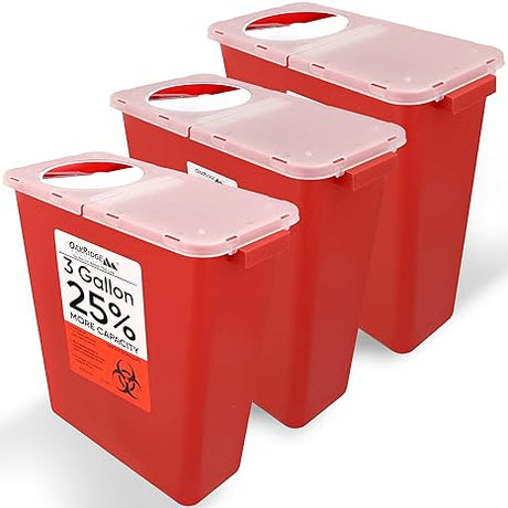 Oakridge Products Large Sharps Container 3 Gallon Biohazard Disposal