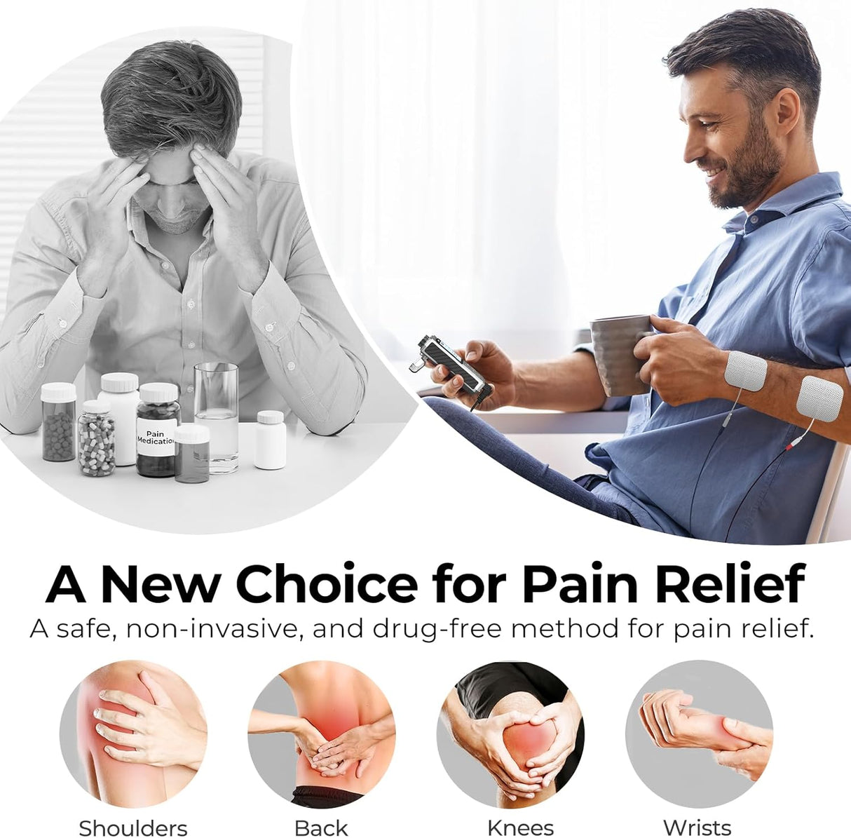 AUVON Rechargeable Digital TENS Unit Muscle Stimulator – PT1 Pro