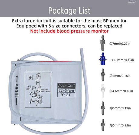 Replacement Blood Pressure Monitor Cuff with Connectors Pediatric to XXXL Sizes