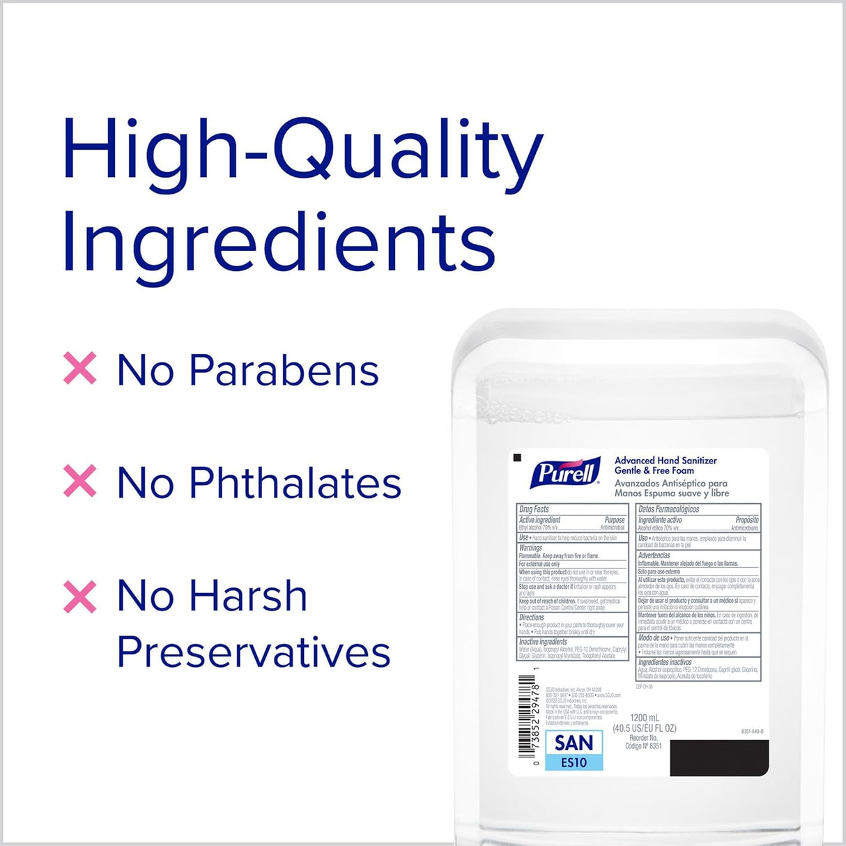 PURELL ES10 Touch-Free Sanitizer Dispenser Kit – Graphite, 1200 mL Refill Included
