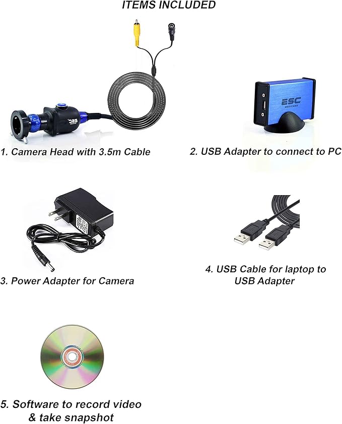 ENT-2000US-P Endoscopy Camera – HD Rigid Scope with USB Adapter